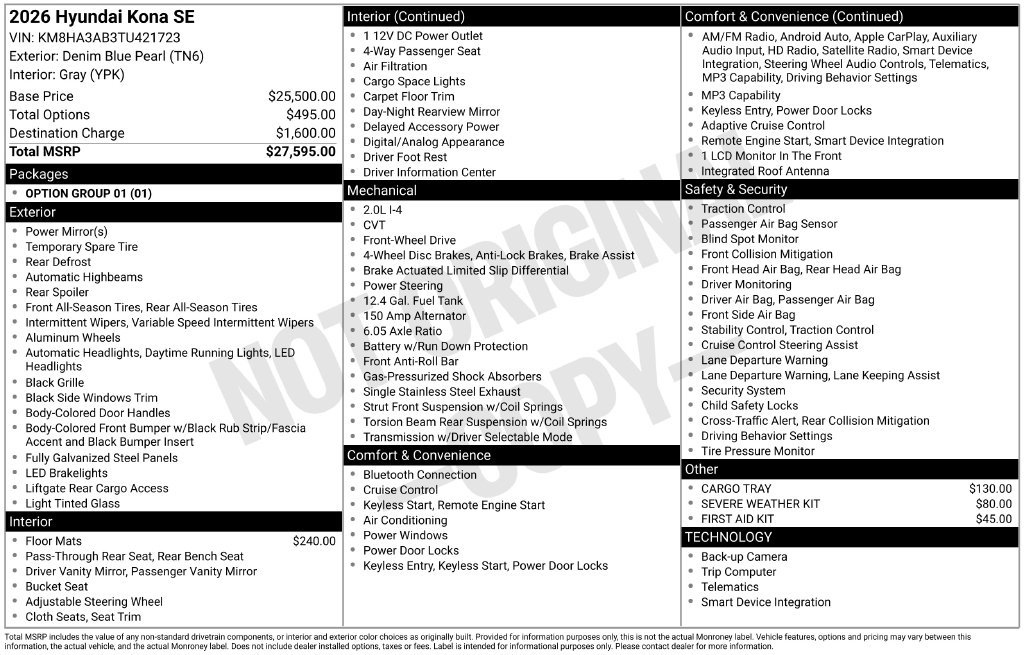 Certified 2026 Hyundai Kona SE FWD image 6