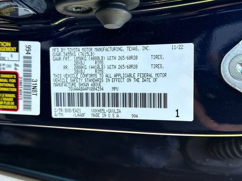 Used 2023 Toyota Sequoia Limited w/ Tow Technology Package AWD/4WD image 11