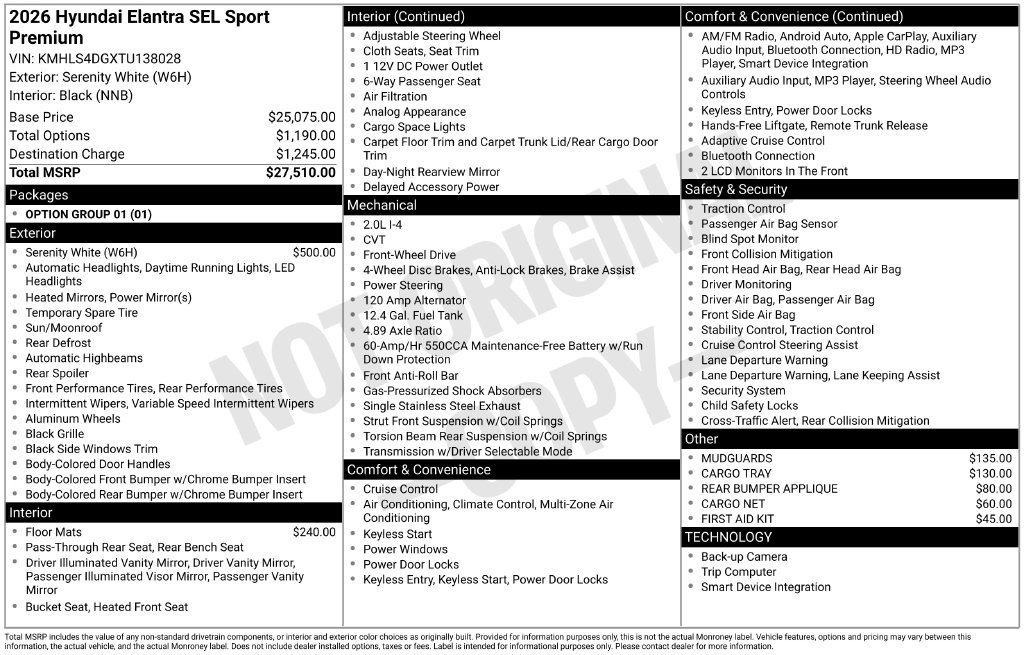 Certified 2026 Hyundai Elantra SEL Sport Premium FWD image 31