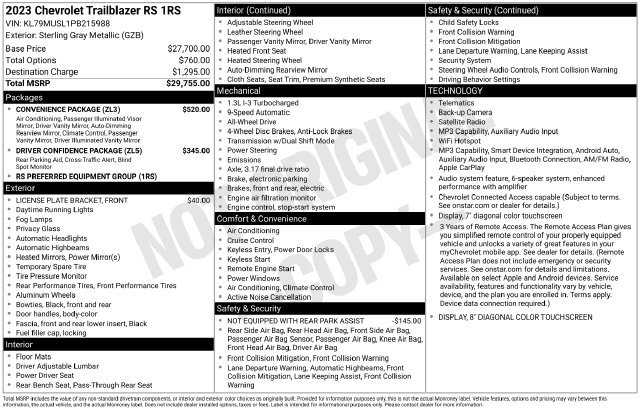 Used 2023 Chevrolet TrailBlazer RS w/ Convenience Package AWD/4WD image 5