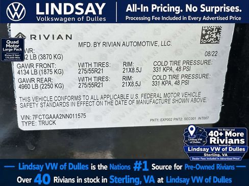 Used 2022 Rivian R1T Adventure AWD/4WD image 29
