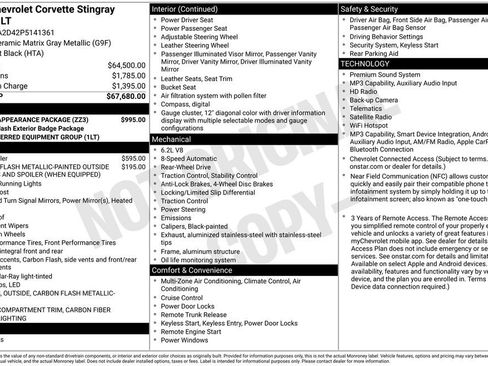 Used 2023 Chevrolet Corvette Stingray Coupe w/ Engine Appearance Package RWD image 13
