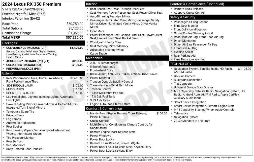 Used 2024 Lexus RX 350 Premium w/ Convenience Package FWD image 3