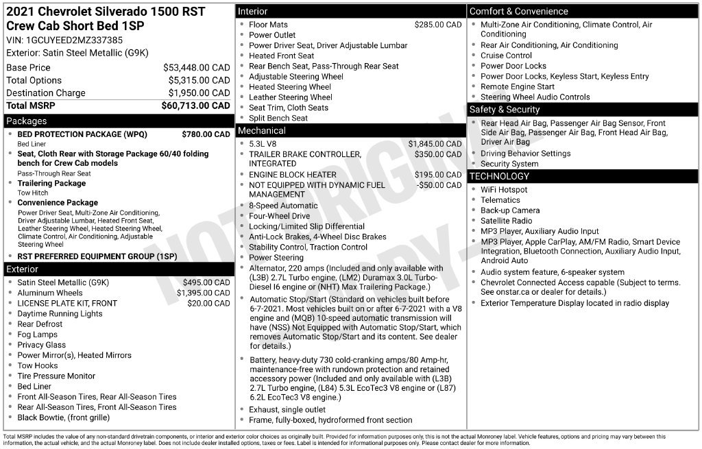 Used 2021 Chevrolet Silverado 1500 RST w/ Bed Protection Package AWD/4WD image 44