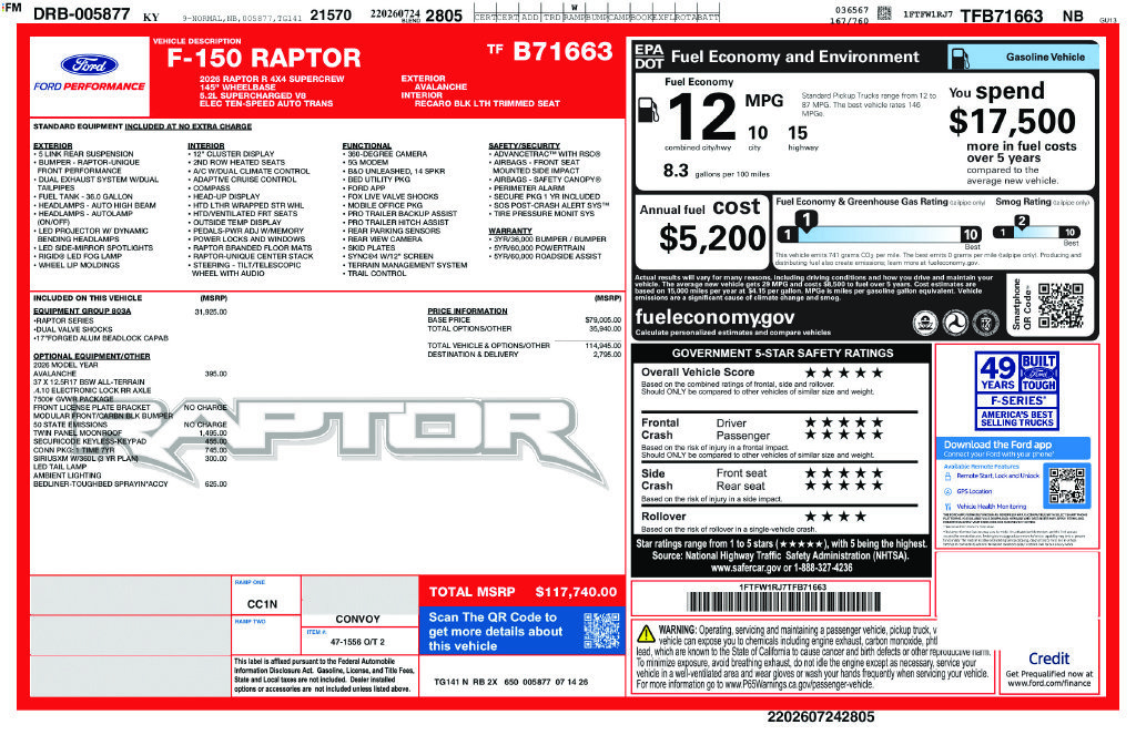 New 2026 Ford F150 Raptor w/ Equipment Group 803A Raptor R AWD/4WD image 42