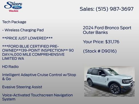 Used 2024 Ford Bronco Sport Outer Banks w/ Tech Package AWD/4WD image 14