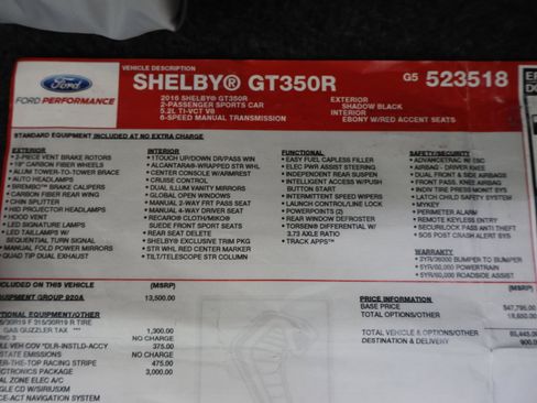 Used 2016 Ford Mustang Shelby GT350R w/ GT350R Equipment Group 920A RWD image 28
