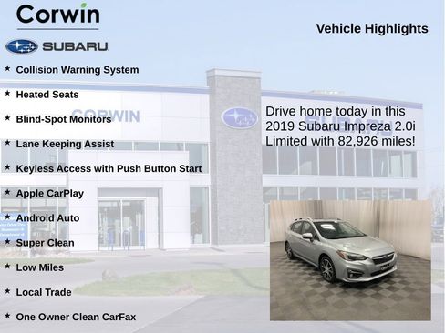 Used 2019 Subaru Impreza 2.0i Limited w/ Popular Package #2 AWD/4WD image 6