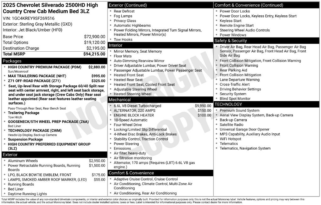 Used 2025 Chevrolet Silverado 2500 High Country w/ High Country Premium Package AWD/4WD image 6