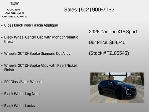 New 2026 Cadillac XT5 Sportv w/ LPO, Onyx Lite Package AWD/4WD image 18