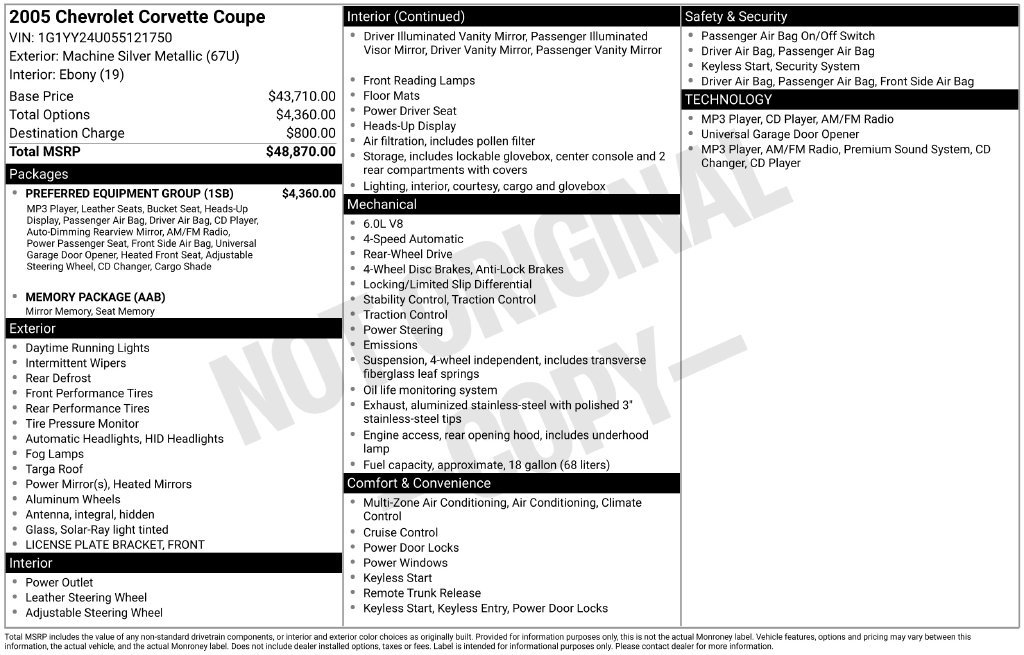 Used 2005 Chevrolet Corvette Coupe w/ Preferred Equipment Group RWD image 40