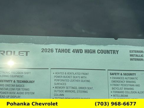 New 2026 Chevrolet Tahoe High Country AWD/4WD image 27