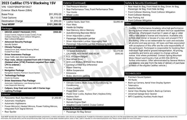 Used 2023 Cadillac CT5 V Blackwing w/ Driver Assist Package RWD image 7