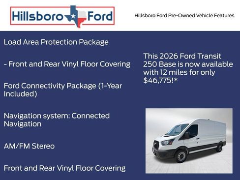 Used 2026 Ford Transit 250 148 Medium Roof w/ Load Area Protection Package RWD image 6
