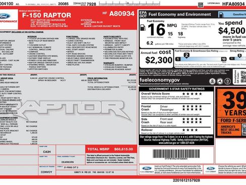 Used 2017 Ford F150 Raptor w/ Equipment Group 802A Luxury image 12