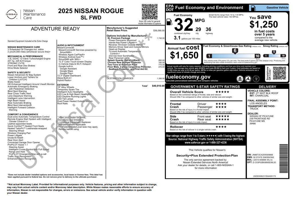 Used 2025 Nissan Rogue SL w/ SL Premium Package FWD image 15