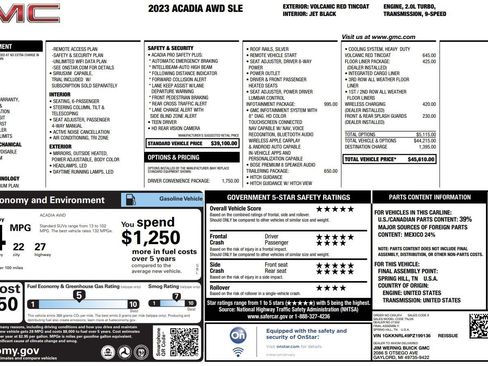 Used 2023 GMC Acadia SLE w/ Driver Convenience Package AWD/4WD image 9