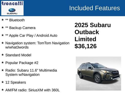 Used 2025 Subaru Outback Limited w/ Popular Package #2 image 3