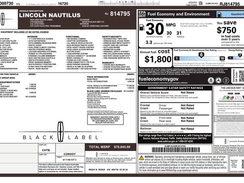 Used 2024 Lincoln Nautilus Black Label w/ Jet Appearance Package (87T) AWD/4WD image 3