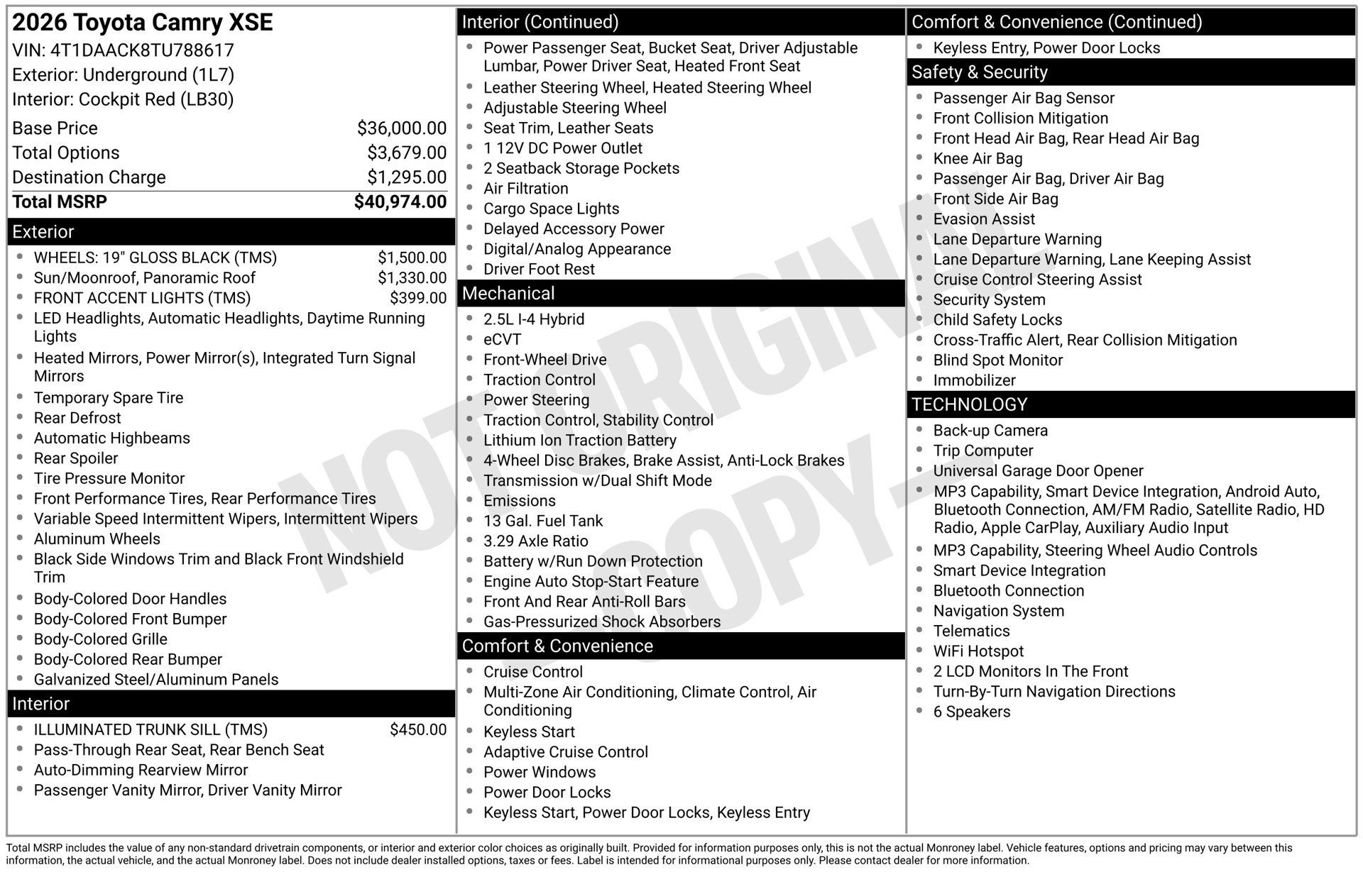 New 2026 Toyota Camry XSE FWD image 16