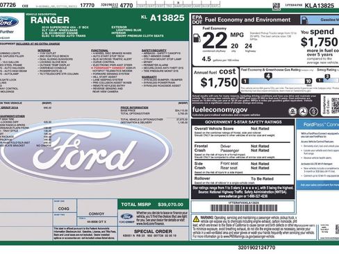 Used 2019 Ford Ranger XLT w/ Equipment Group 301A Mid image 35