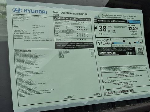 New 2026 Hyundai Tucson Blue SE AWD/4WD image 3