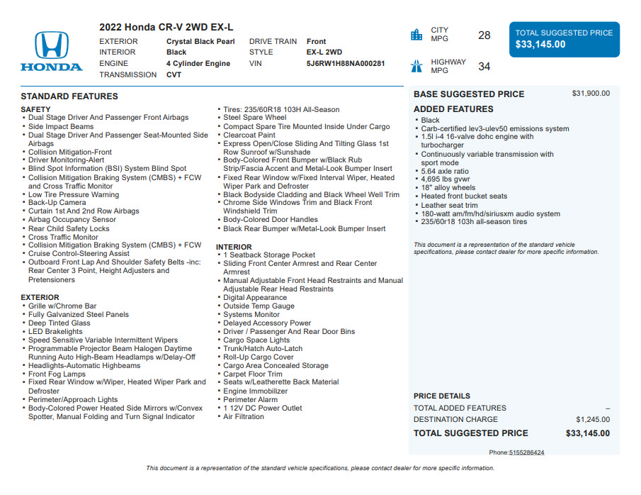 Used 2022 Honda CR-V EX-L image 3