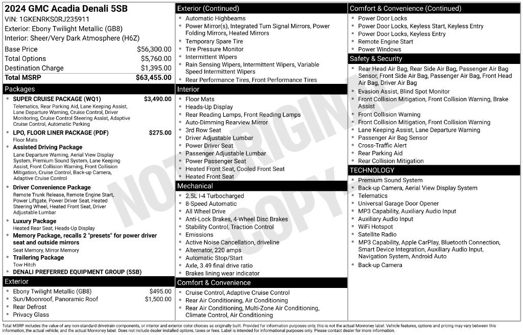 Used 2024 GMC Acadia Denali w/ Super Cruise Package AWD/4WD image 41