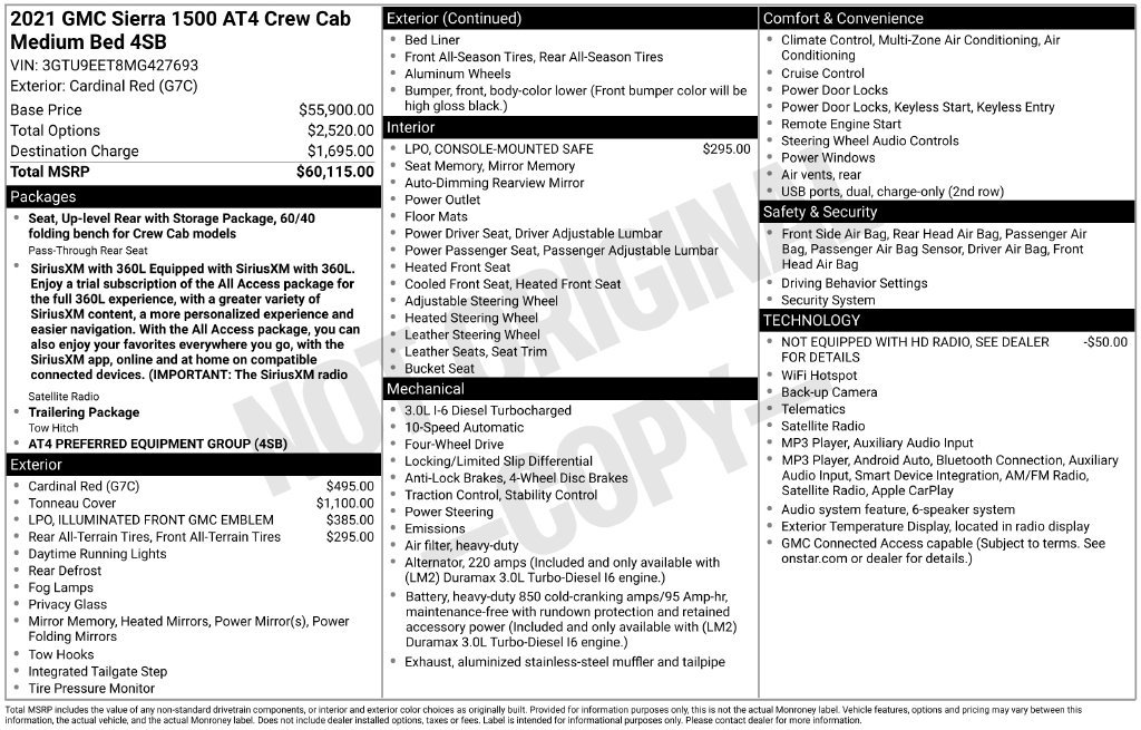 Used 2021 GMC Sierra 1500 AT4 AWD/4WD image 2