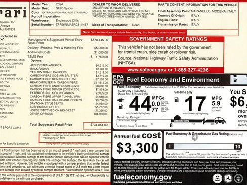 Certified 2024 Ferrari SF90 Spider AWD/4WD image 2