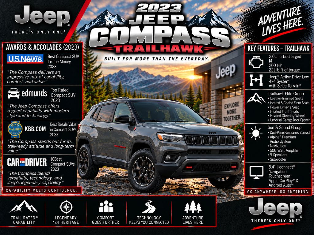 Used 2023 Jeep Compass Trailhawk w/ Trailhawk Elite Group AWD/4WD image 2