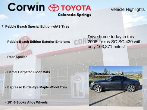 Used 2008 Lexus SC 430 Convertible RWD image 6