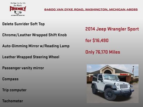 Used 2014 Jeep Wrangler Sport w/ Quick Order Package 24S AWD/4WD image 30