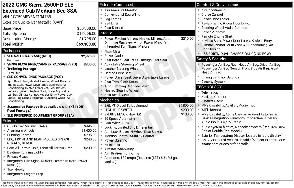 Used 2022 GMC Sierra 2500 SLE w/ SLE Value Package; AWD/4WD image 2