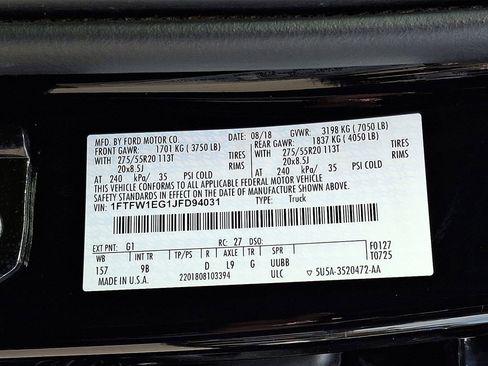 Used 2018 Ford F150 Platinum w/ Equipment Group 701A Luxury image 29