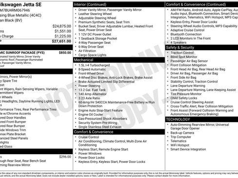 Used 2024 Volkswagen Jetta SE w/ Panoramic Sunroof Package image 3