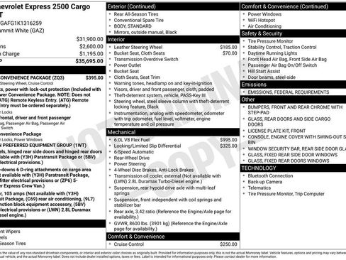 Used 2019 Chevrolet Express 2500 w/ Driver Convenience Package image 2