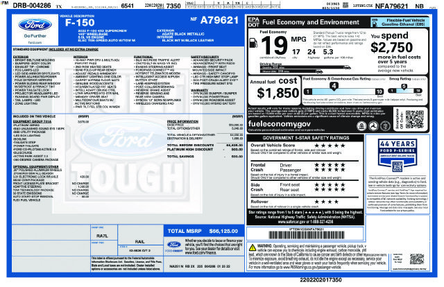 Used 2022 Ford F150 Platinum w/ Equipment Group 701A High RWD image 4