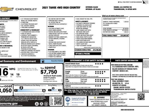 Used 2021 Chevrolet Tahoe High Country AWD/4WD image 2