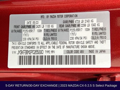 Used 2023 MAZDA CX-5 AWD 2.5 S w/ Select Package image 36