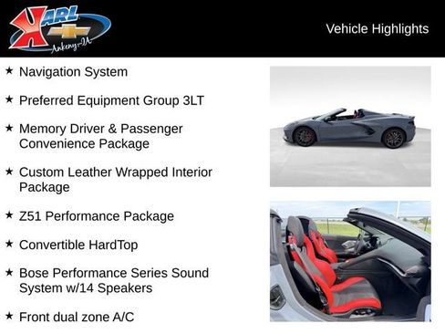 Certified 2024 Chevrolet Corvette Stingray Premium Conv w/ Z51 Performance Package RWD image 2