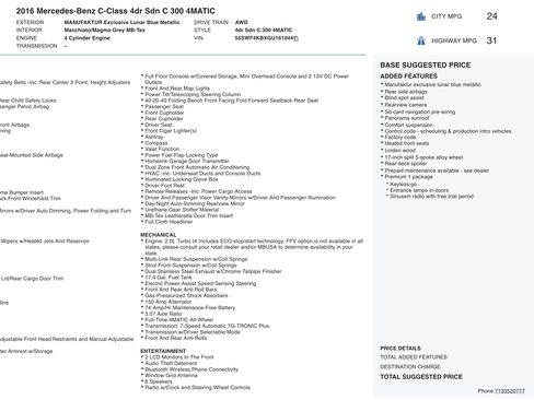 Used 2016 Mercedes-Benz C 300 4MATIC Sedan image 5
