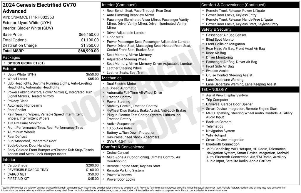 Used 2024 Genesis Electrified GV70 AWD/4WD image 3
