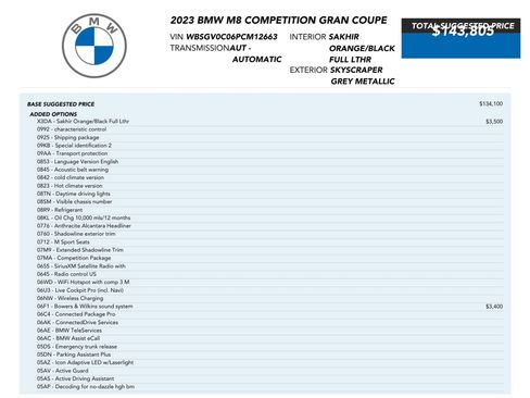 Used 2023 BMW M8 Gran Coupe xDrive Competition w/ Driving Assistance Package AWD/4WD image 85