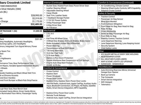 Certified 2022 Subaru Crosstrek 2.5i Limited w/ Moonroof Package 1 image 28