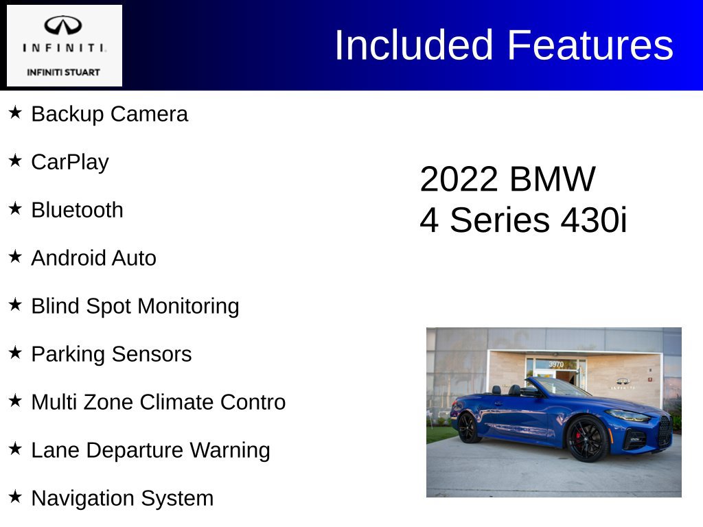 Used 2022 BMW 430i Convertible w/ M Sport Package RWD image 2