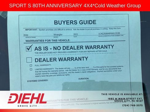 Used 2021 Jeep Wrangler Sport AWD/4WD image 11