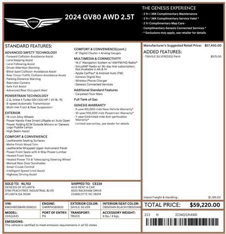Used 2024 Genesis GV80 2.5T AWD/4WD image 4