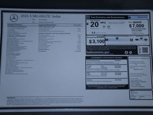 New 2026 Mercedes-Benz S 580 4MATIC Sedan image 9