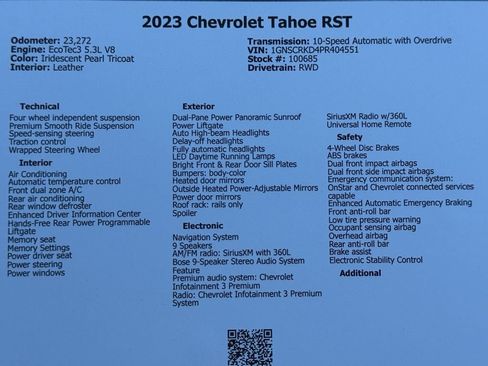 Used 2023 Chevrolet Tahoe RST w/ Luxury Package RWD image 49